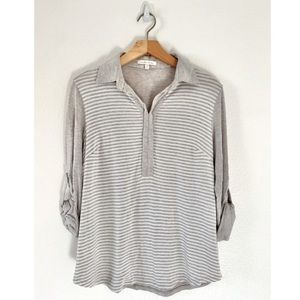 🦋 3/$15 Classic Grey + White Striped Shirt